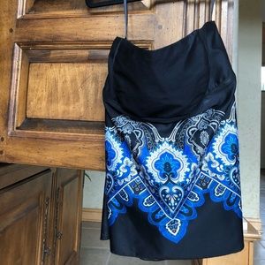 NWT new Cache strapless night out black floral top